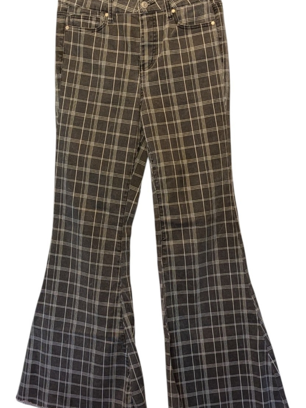 Women’s Black Plaid Flare Jeans